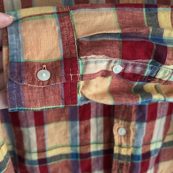 Ralph Ralph Lauren Linen Top Button Down Collared Plaid Shirt - Picture 8 of 15